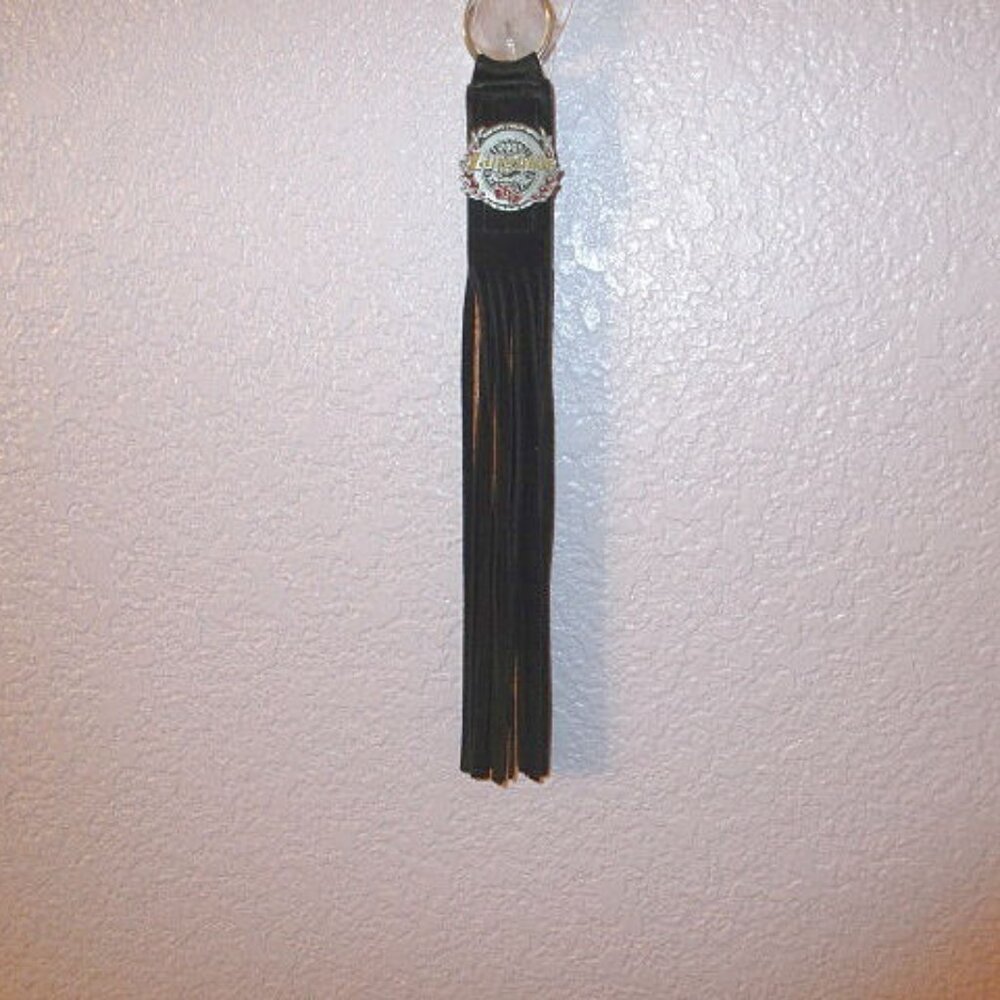 Vtg Y2K Harley Davidson Motorcycle Rally Suede Fringe Keychain 12” Ring Fob 2001